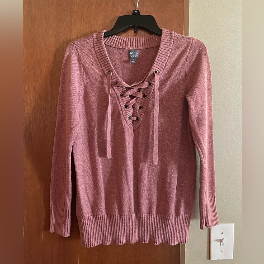 New York & Company Lace Up Sweater